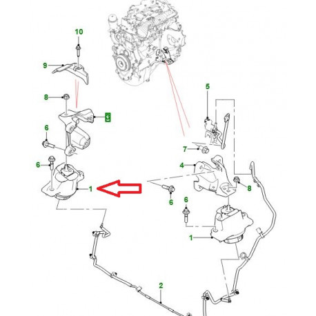 Jaguar montage de moteur gauche ou droiteXE (T2H39677)