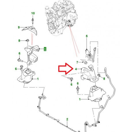 Jaguar support moteur droit (T2H7428)