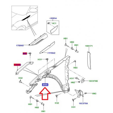 Land rover aile avant droite EVOQUE (LR066922)