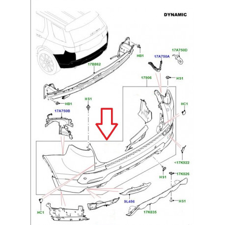 Land rover Pare choc arriere DISCOVERY SPORT (LR122957)