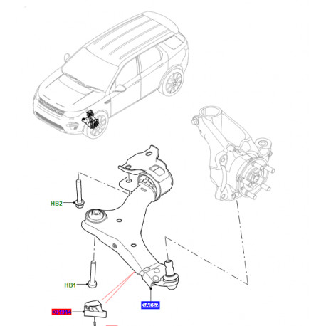 Britpart bras avant gauche de suspension (lr126619)