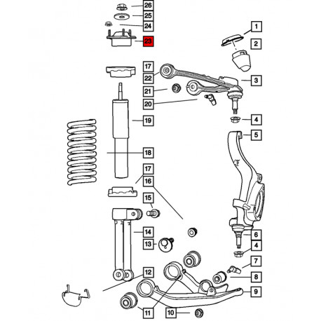 Mopar coupelle amort avant gauche Cherokee KJ (52128533AA)