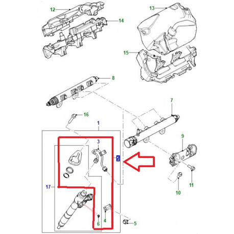 Jaguar kit de remplacement d'injecteur F-Pace,  XF X250,  XJ X351 (C2D7878)