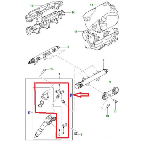 Jaguar kit de remplacement d'injecteur F-Pace,  XF X250,  XJ X351 (C2D7879)