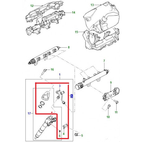 Jaguar kit de remplacement d'injecteur F-Pace,  XF X250,  XJ X351 (C2D7880)