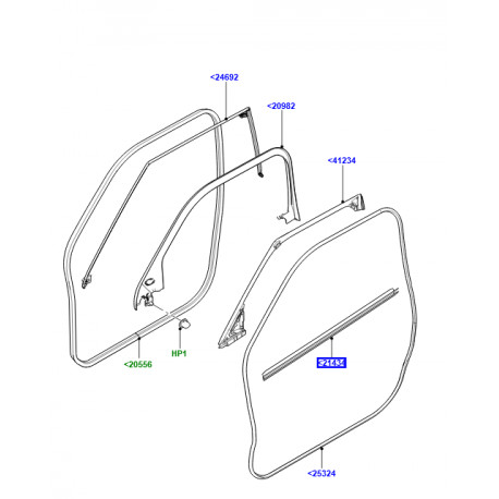 Land rover lèche vitre intérieur de porte avant gauche (LR048292)