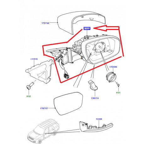 Land rover retroviseur exterieur gauche  Range L405 (LR064754)