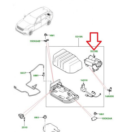 Land rover compresseur-correcteur de niveau (LR095838)