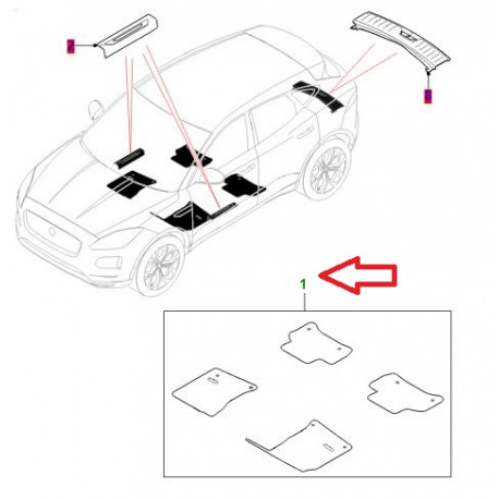 Jaguar Tapis moquette E PACE (J9C21682PVJJAG)