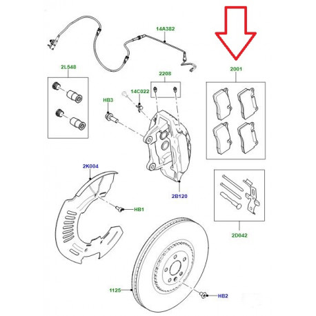 Land rover Plaquette de frrein avant VELAR origine (LR134709)
