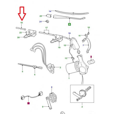 Land rover tube cremaillere essuie glace avant Defender (DOS500030)