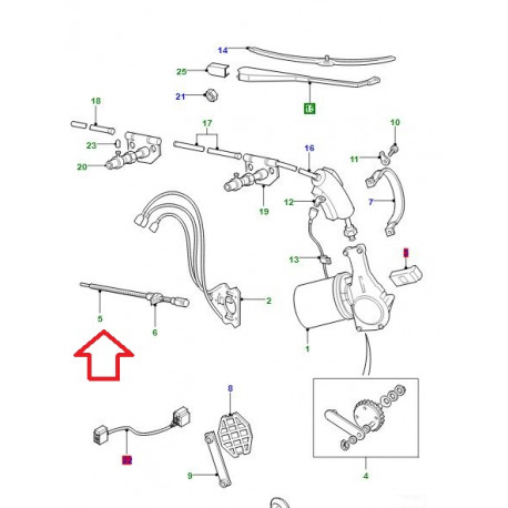 Land rover Cremaillere essuie glace avant Defender (RTC202)