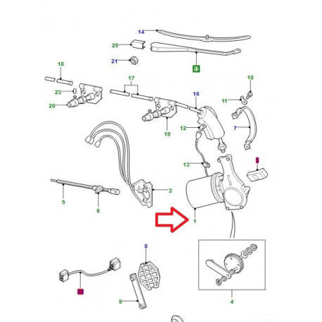 Land rover moteur essuie-glace avant Defender (RTC3867)