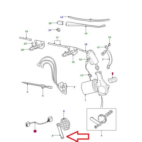 Land rover Plaque tringle essuie glace avant DEFENDER (MTC2607)