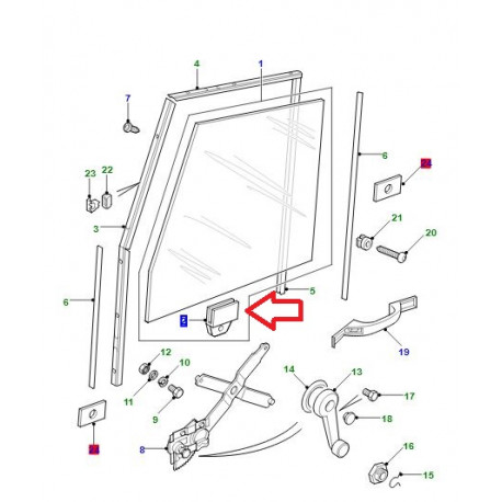 Land rover retenue glace de porte  Defender (STC4787)