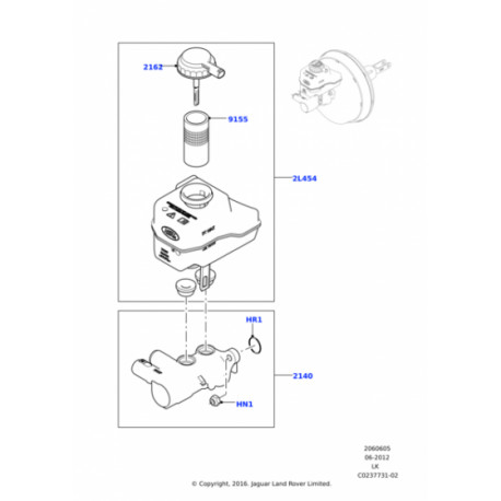 Land rover maitre cylindre - frein Discovery 5,  Range L405,  Sport (LR099178)