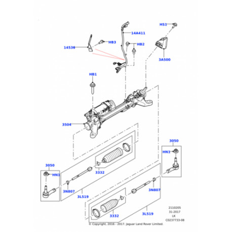 Land rover joint a rotule Discovery 5,  Range L405,  Sport (LR059261)