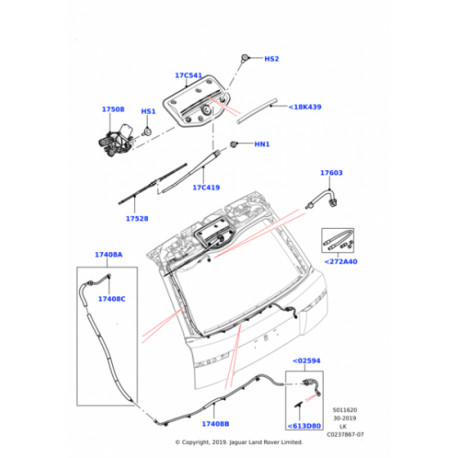 Land rover balai d'essuie-glace Range L405 (LR070691)