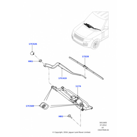 Land rover balai d'essuie-glace Range L405,  Sport (LR076848)