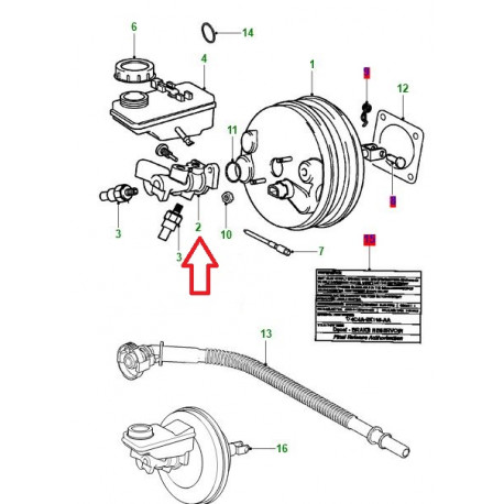 Jaguar maître cylindre de frein S-Type,  XJ6 X350,  XJ6 X358,  XJ8 X308,  XJR X350 (XR828105)