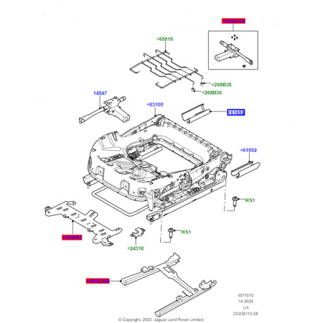 Land rover cache appui de glissiere siege avant gauche Evoque (LR057993)