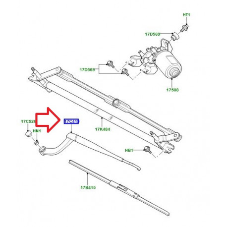 Land rover bras essuie glace avant droit Discovery 3, Range Sport (LR038124)