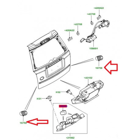 Land rover Butee de hayon (LR102640)