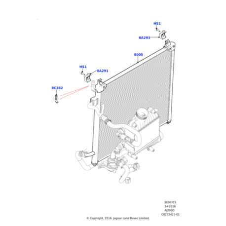 Land rover radiateur Discovery 5,  Range Sport (LR092782)