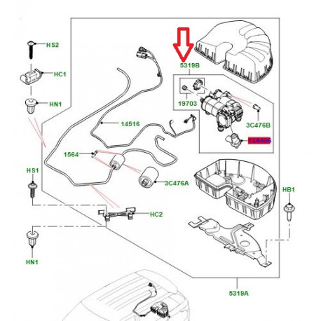 Land rover compresseur-correcteur de niveau (LR088859)