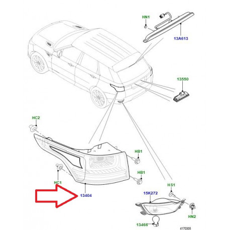 Land rover Feu arriere gauche RANGE ROVER (LR061589)