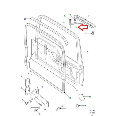 Land rover chape - bras d'arret de porte Discovery 1, 2 (MXC1087)