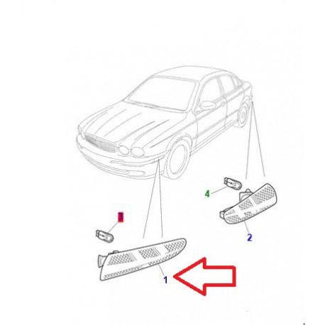 Jaguar Reflecteur avant droit (C2C35379)