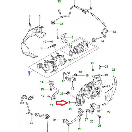 Jaguar turbocompresseur gauche XF X250 et XJ X351 (JDE36219)