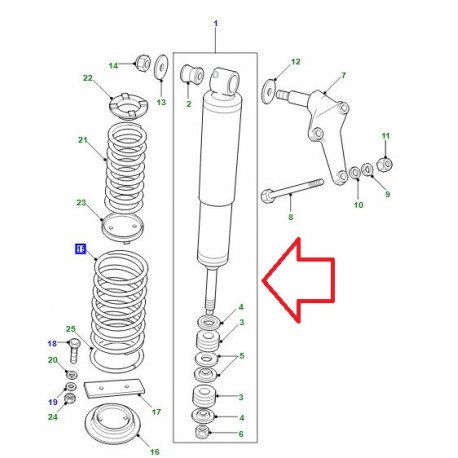 Land rover amortisseur arriere Defender 110, 130, Discovery 1 (STC3771)