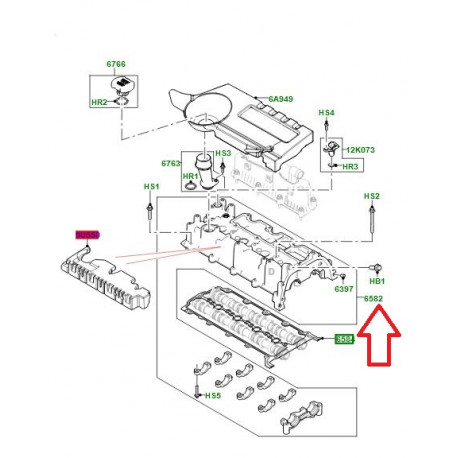 Land rover couvre culasse (LR073646)