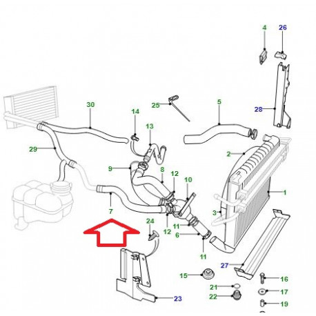 Land rover tuyau flexible superieur Range P38 (PEH101520)