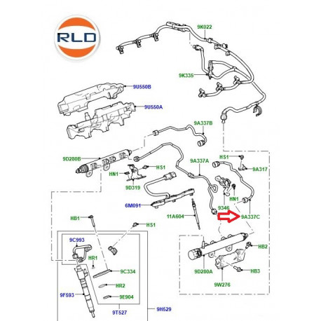 Land rover tuyau de combustible gauche (LR059808)