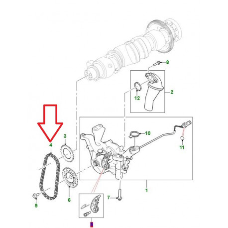 Jaguar chaine de pompe a huile (AJ813322)