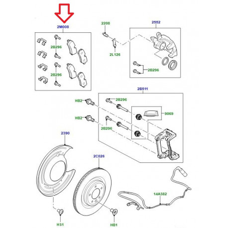Land rover Plaquette de frein arriere DEFENDER 2020 (LR162048)