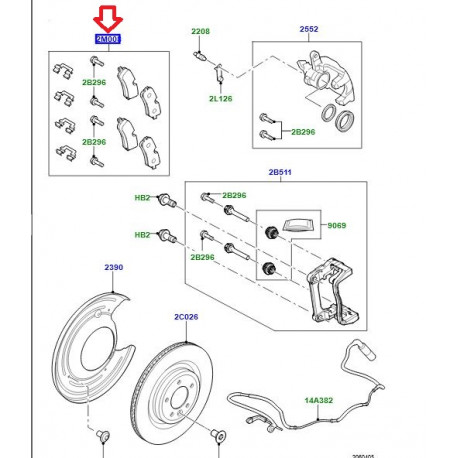 Land rover Plaquette de frein arriere DEFENDER 2020 (LR162042)