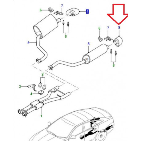 Jaguar finition de tuyau d'échappement gauche XJ X351 (C2D2955)