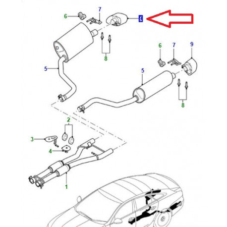 Jaguar finition de tuyau d'échappement droite XJ X351 (C2D2956)