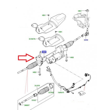 Land rover Crémaillère de direction Range Evoque (LR142565LR)