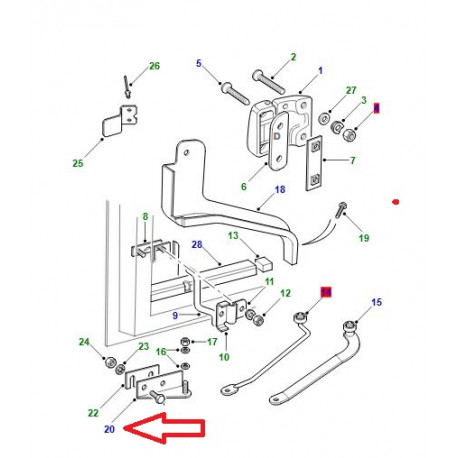 Land rover Support retenue porte arriere gauche DEFENDER (BFU710030)