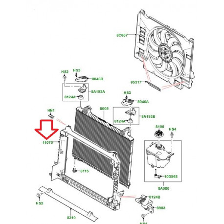 Land rover tuyere radiateur Velar (LR094854)