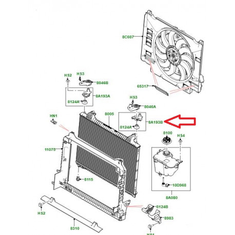 Land rover Support radiateur gauche (LR128756LR)