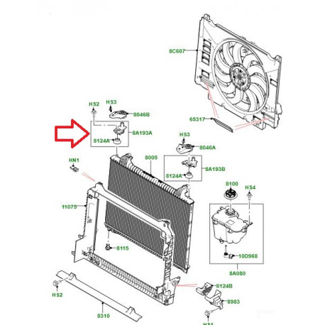 Land rover Support radiateur droit Velar (LR128753LR)