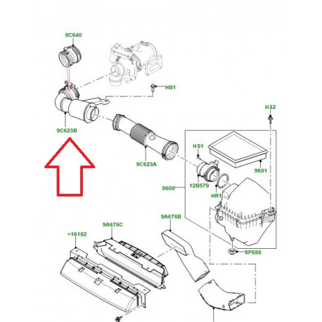 Land rover conduit d'air (LR092341)