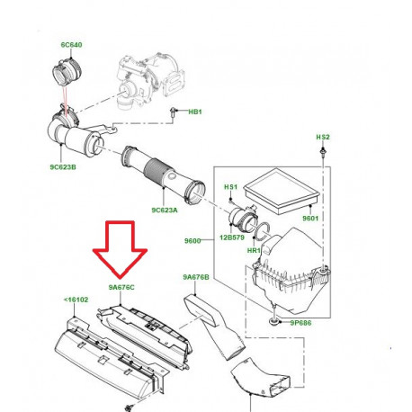 Land rover conduite air VELAR (LR094006)