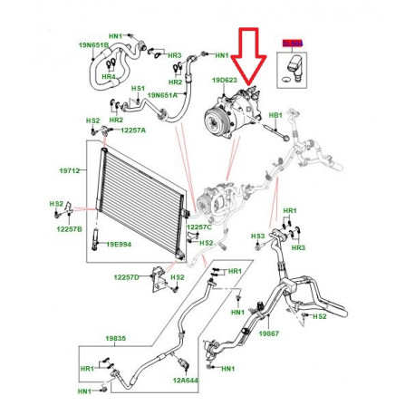 Land rover compresseur de climatisation Discovery 5,  Sport,  Evoque,  Range L405,  Sport,  Velar L560 (LR112585)